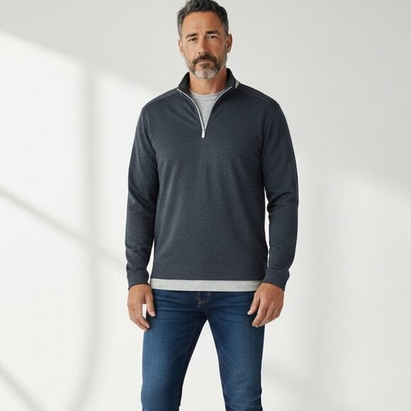 Johnnie-O Brewer Quarter Zip Pullover NWT Men's Sz S Heather Black Long Sleeve